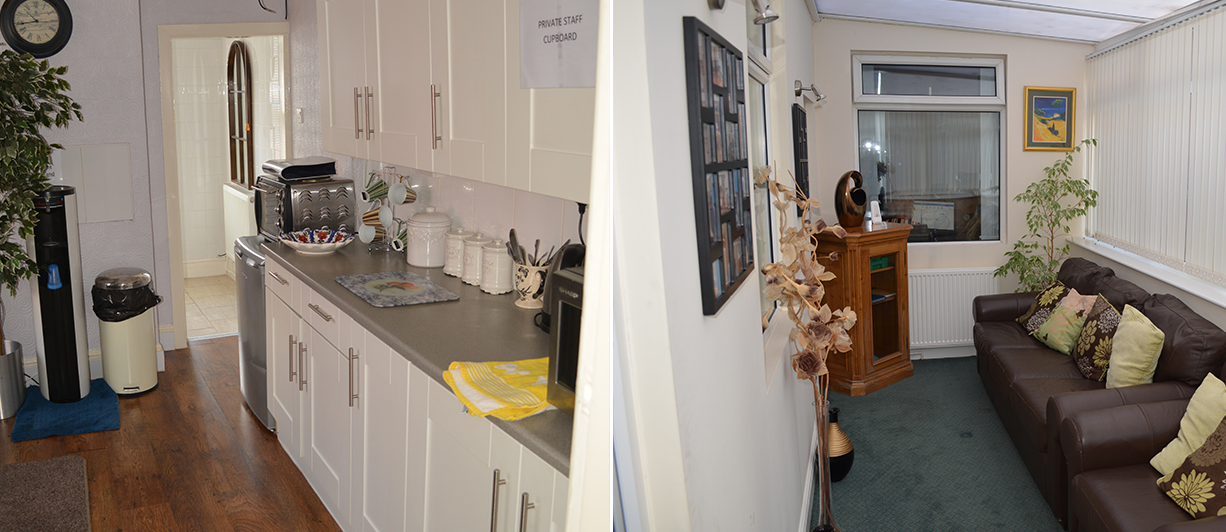 kitchen and food area